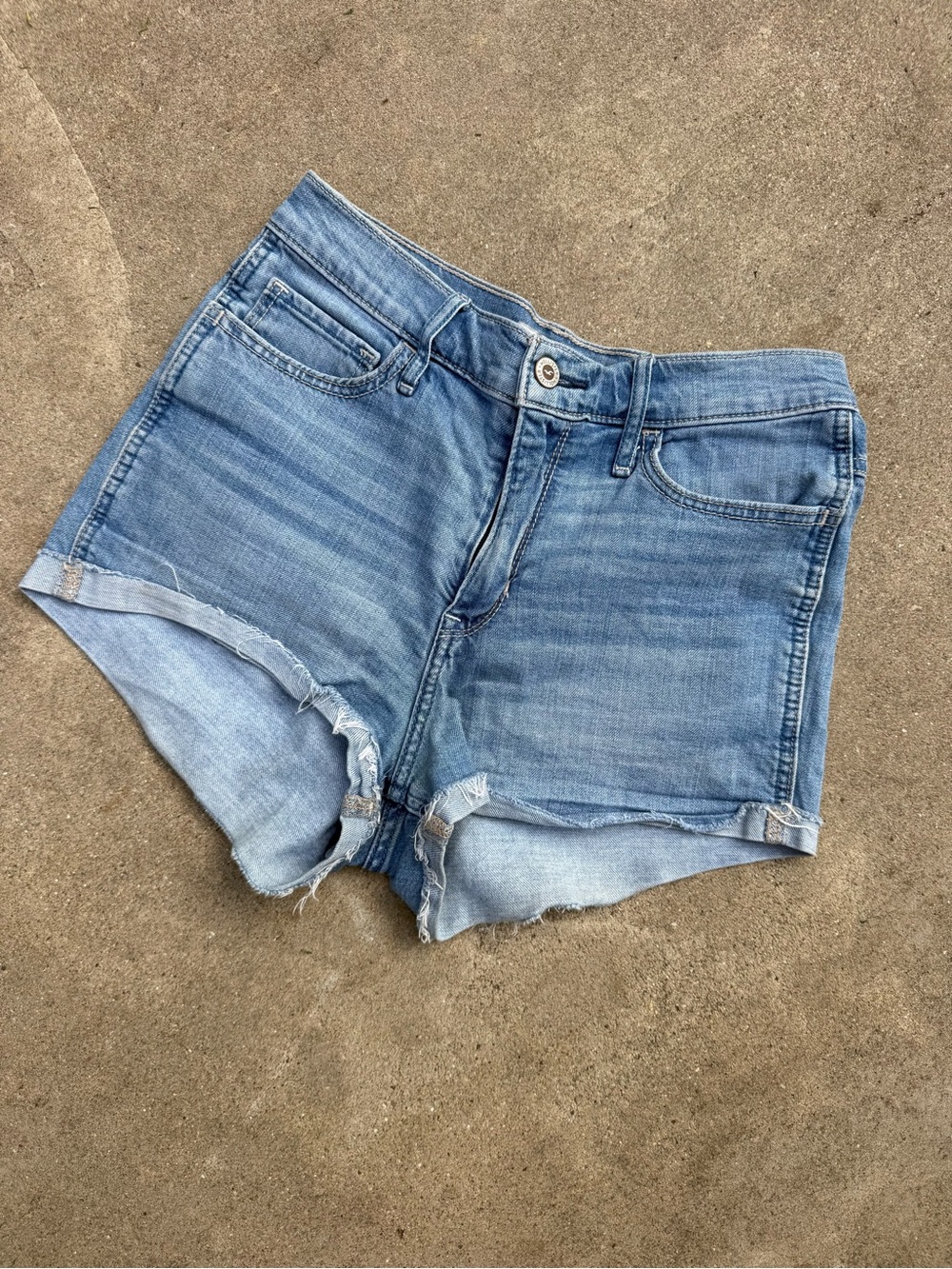 Hollister Faded Light Blue Denim Cutoff Shorts